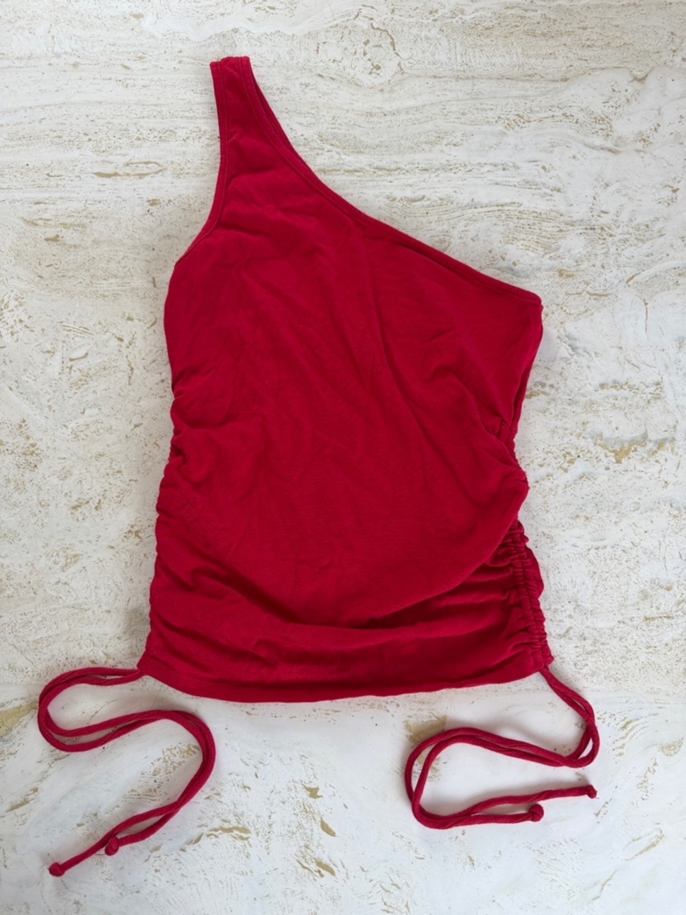 Ambiance One Shoulder Top Red Excellent
Ruched Side Tie AsymmetricalLarge